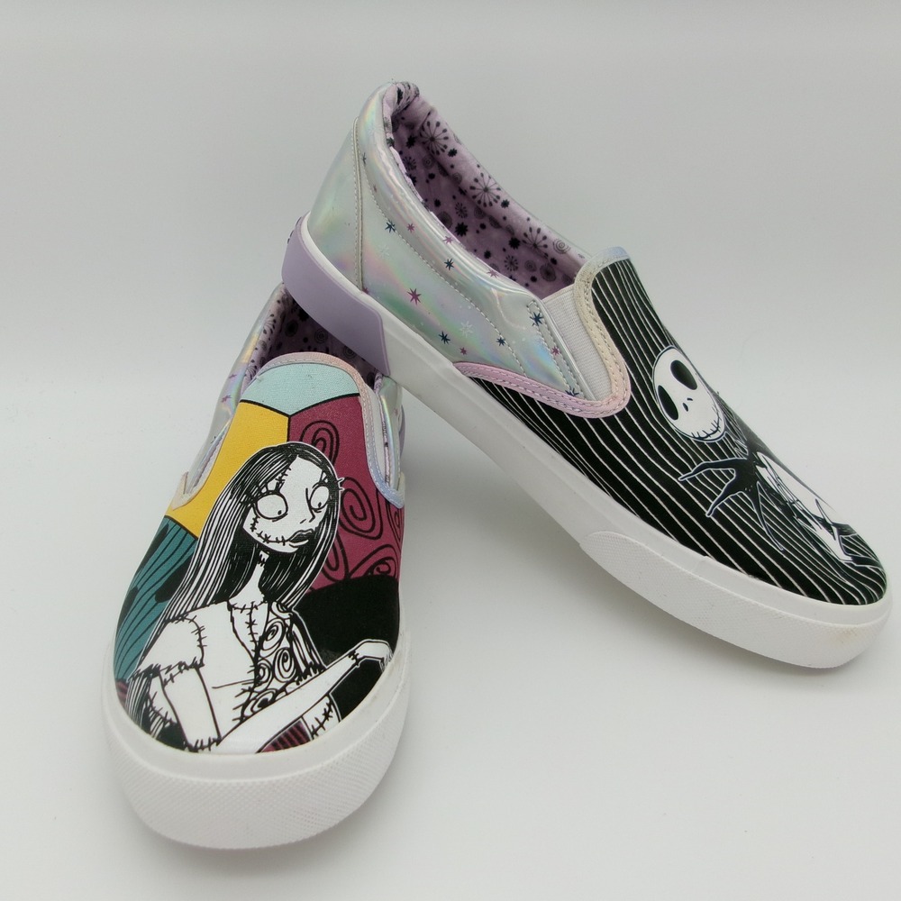 Disney Nightmare Before Christmas Jack Sally Holographic Slip On Shoes Womens 10